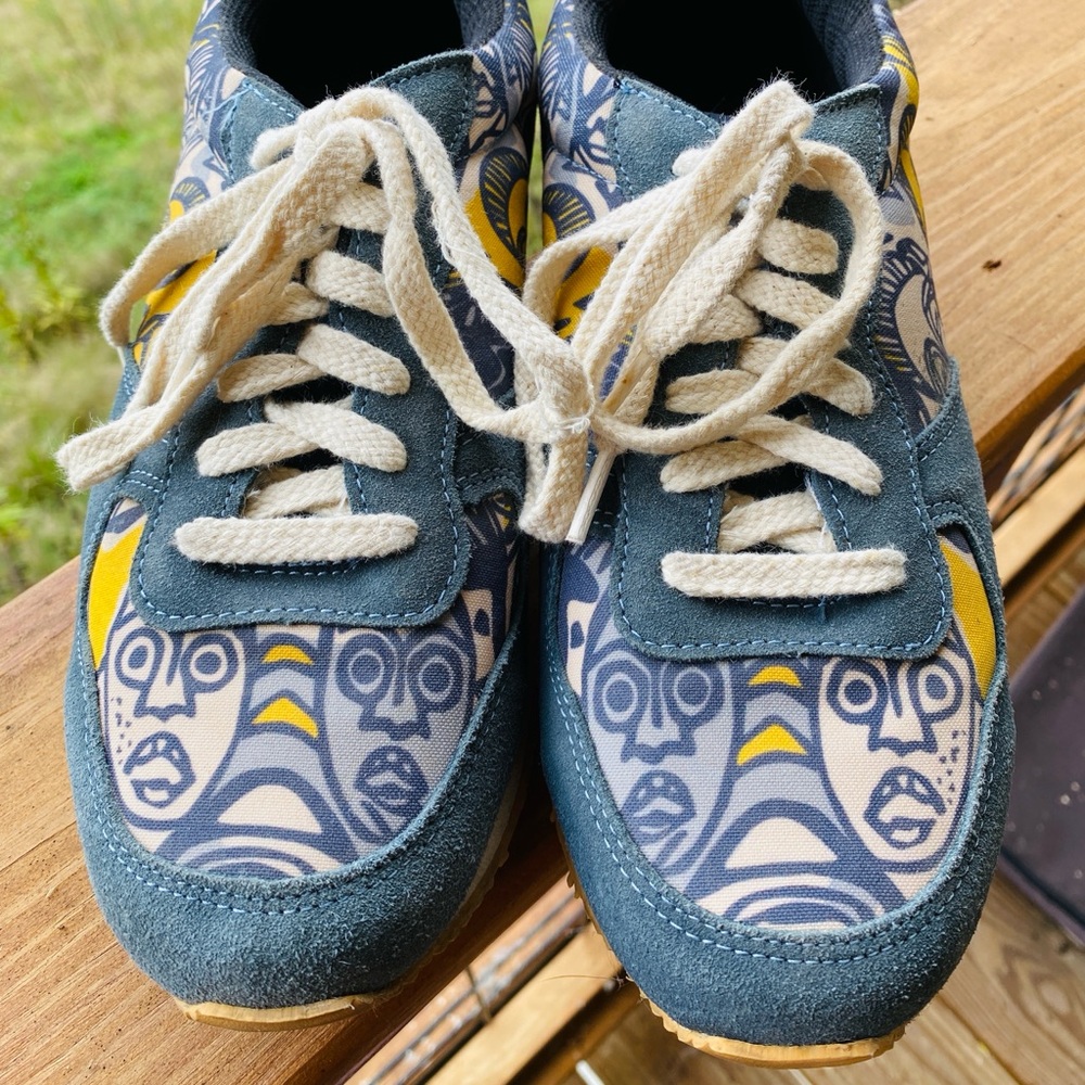 Inkkas Blue and Yellow Leather Joggers - Picture 2 of 5